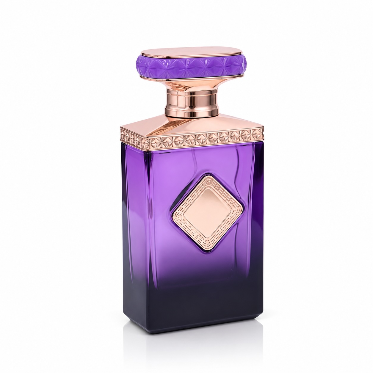 Royal Gem Series Luxury Square Glass Perfume Bottle with Decorative Cap